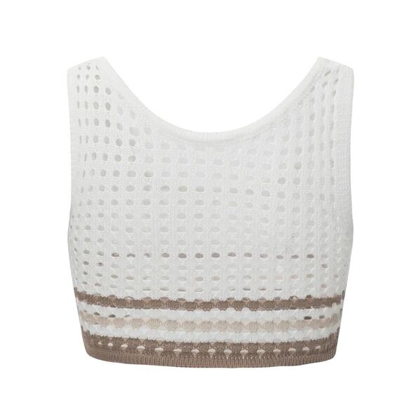 Micas Women's XL Stripe Openwork Knit Crop Tank Top Slit Midi Skirt Summer Set - Picture 4 of 7